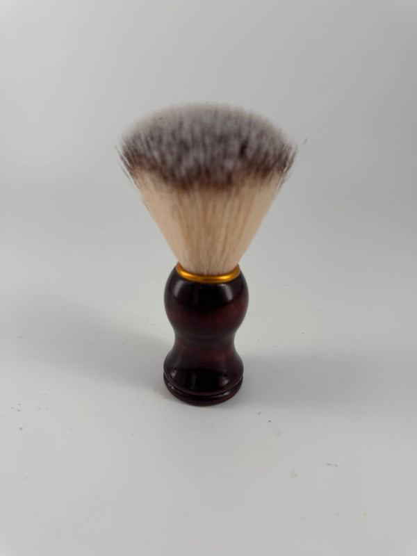 Alternate view of wood handle synthetic shaving brush